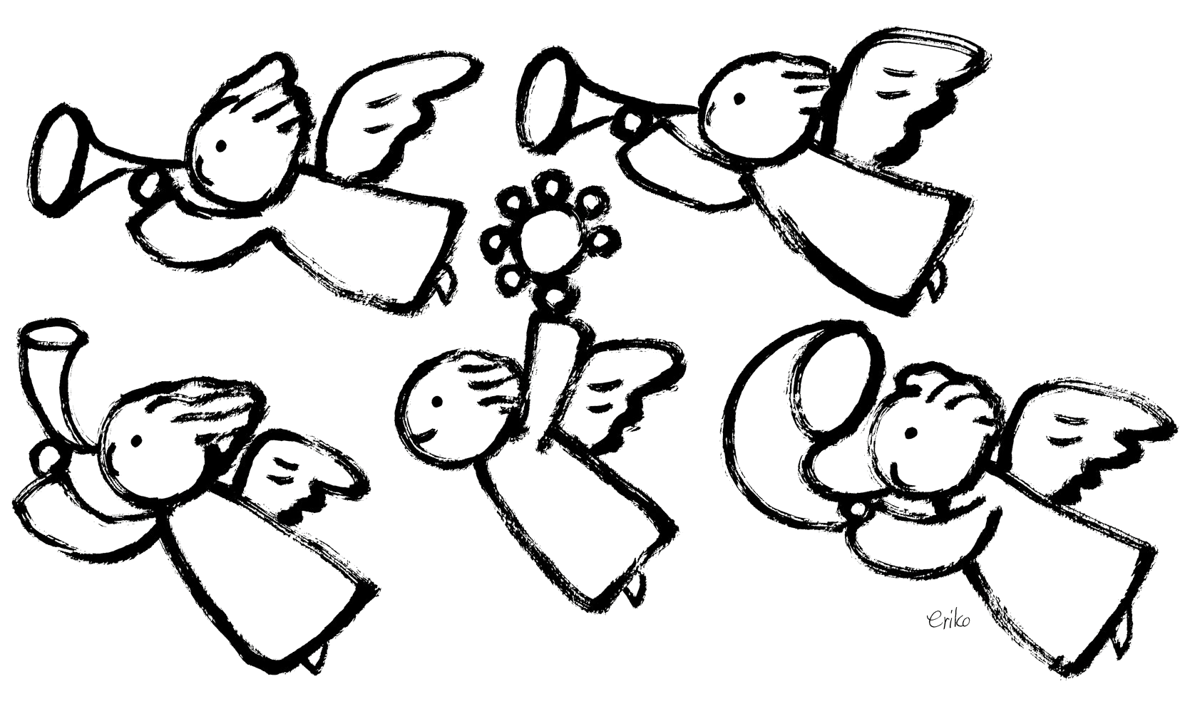 たくさんの天使がいるイラスト